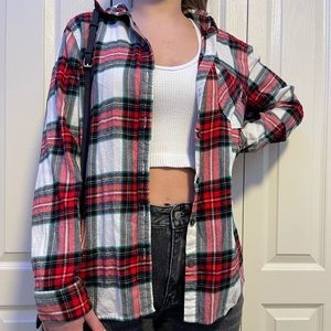 White red and green flannel size large